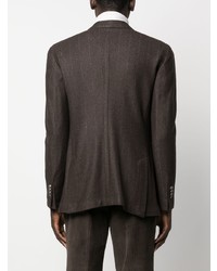 Мужской темно-коричневый шерстяной двубортный пиджак от Barba
