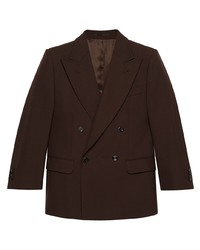 Мужской темно-коричневый шерстяной двубортный пиджак от Gucci