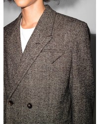Мужской темно-коричневый шерстяной двубортный пиджак от Bottega Veneta