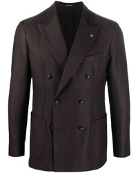 Мужской темно-коричневый шерстяной двубортный пиджак от Tagliatore