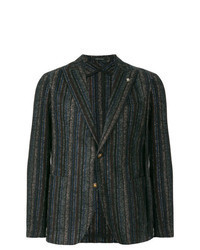 Темно-коричневый шерстяной пиджак в вертикальную полоску