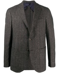 Мужской темно-коричневый шерстяной пиджак в вертикальную полоску от Barba
