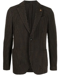 Мужской темно-коричневый шерстяной пиджак в вертикальную полоску от Lardini