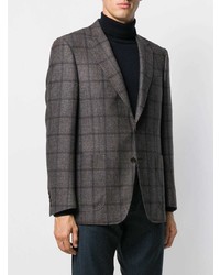 Мужской темно-коричневый шерстяной пиджак в клетку от Canali
