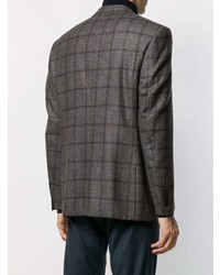 Мужской темно-коричневый шерстяной пиджак в клетку от Canali