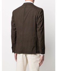 Мужской темно-коричневый шерстяной пиджак в мелкую клетку от Tagliatore