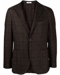 Мужской темно-коричневый шерстяной пиджак в шотландскую клетку от Boglioli