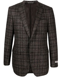Мужской темно-коричневый шерстяной пиджак в шотландскую клетку от Canali