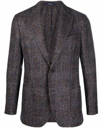 Мужской темно-коричневый шерстяной пиджак в шотландскую клетку от Drumohr
