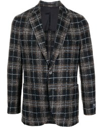 Мужской темно-коричневый шерстяной пиджак в шотландскую клетку от Man On The Boon.