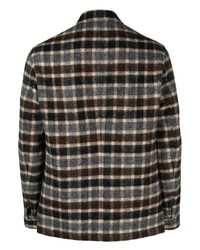 Мужской темно-коричневый шерстяной пиджак в шотландскую клетку от The Gigi