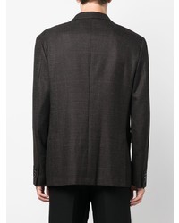 Мужской темно-коричневый шерстяной пиджак в шотландскую клетку от Zegna