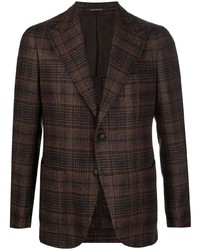Мужской темно-коричневый шерстяной пиджак в шотландскую клетку от Tagliatore