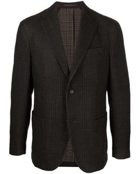 Мужской темно-коричневый шерстяной пиджак в шотландскую клетку от The Gigi