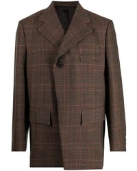 Мужской темно-коричневый шерстяной пиджак в шотландскую клетку от Wooyoungmi