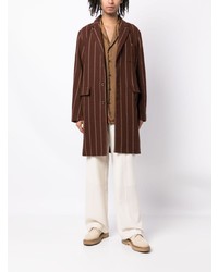 Мужской темно-коричневый шерстяной пиджак с принтом от Uma Wang