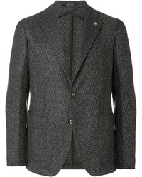 Мужской темно-коричневый шерстяной пиджак с рельефным рисунком от Tagliatore