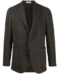 Мужской темно-коричневый шерстяной пиджак с узором "в ёлочку" от Boglioli