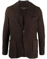 Мужской темно-коричневый шерстяной пиджак с узором "в ёлочку" от Circolo 1901