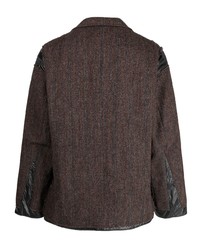 Мужской темно-коричневый шерстяной пиджак с узором "в ёлочку" от Needles