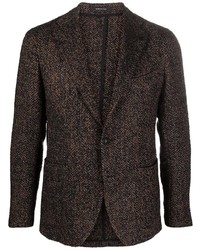 Мужской темно-коричневый шерстяной пиджак с узором "в ёлочку" от Tagliatore