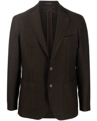 Мужской темно-коричневый шерстяной пиджак с узором "в ёлочку" от Tagliatore