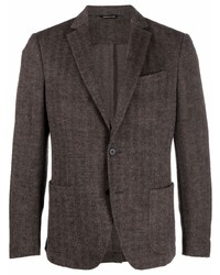Мужской темно-коричневый шерстяной пиджак с узором "в ёлочку" от Tonello