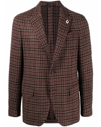 Мужской темно-коричневый шерстяной пиджак с узором "гусиные лапки" от Lardini
