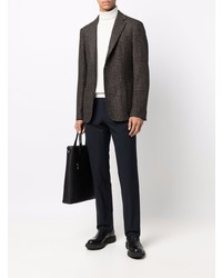 Мужской темно-коричневый шерстяной пиджак с узором "гусиные лапки" от BOSS