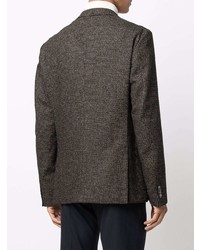 Мужской темно-коричневый шерстяной пиджак с узором "гусиные лапки" от BOSS