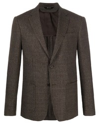 Мужской темно-коричневый шерстяной пиджак с узором "гусиные лапки" от Z Zegna