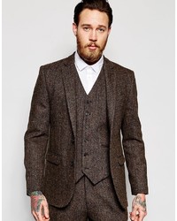 Мужской темно-коричневый шерстяной пиджак от Asos