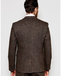 Мужской темно-коричневый шерстяной пиджак от Asos