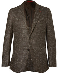 Мужской темно-коричневый шерстяной пиджак от Isaia