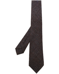 Мужской темно-коричневый шерстяной плетеный галстук от Kiton