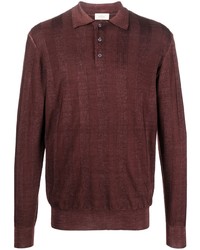 Мужской темно-коричневый шерстяной свитер с воротником поло от Altea