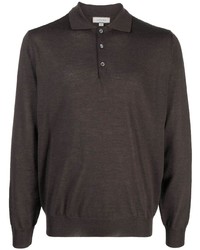 Мужской темно-коричневый шерстяной свитер с воротником поло от Canali