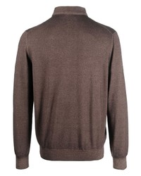 Мужской темно-коричневый шерстяной свитер с воротником поло от Lardini