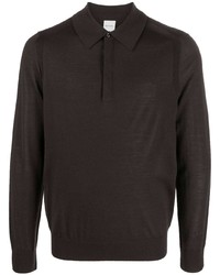 Мужской темно-коричневый шерстяной свитер с воротником поло от Paul Smith