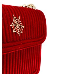 Темно-красная бархатная стеганая сумка через плечо от Charlotte Olympia