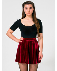 Темно-красная бархатная юбка