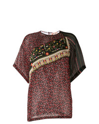 Темно-красная блуза с коротким рукавом с цветочным принтом от N°21
