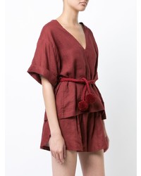 Темно-красная блуза с коротким рукавом от Three Graces