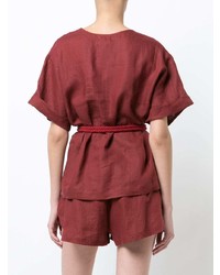 Темно-красная блуза с коротким рукавом от Three Graces