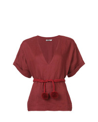 Темно-красная блуза с коротким рукавом от Three Graces