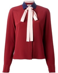Темно-красная блузка с длинным рукавом от Valentino