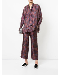 Темно-красная блузка с принтом от ASTRAET