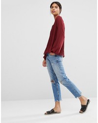 Темно-красная блузка от Vila