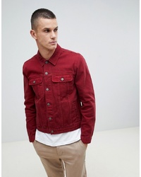 Мужская темно-красная джинсовая куртка от ASOS DESIGN