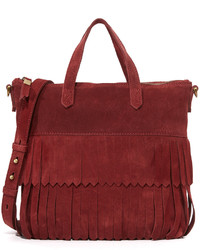 Темно-красная замшевая большая сумка c бахромой от Madewell